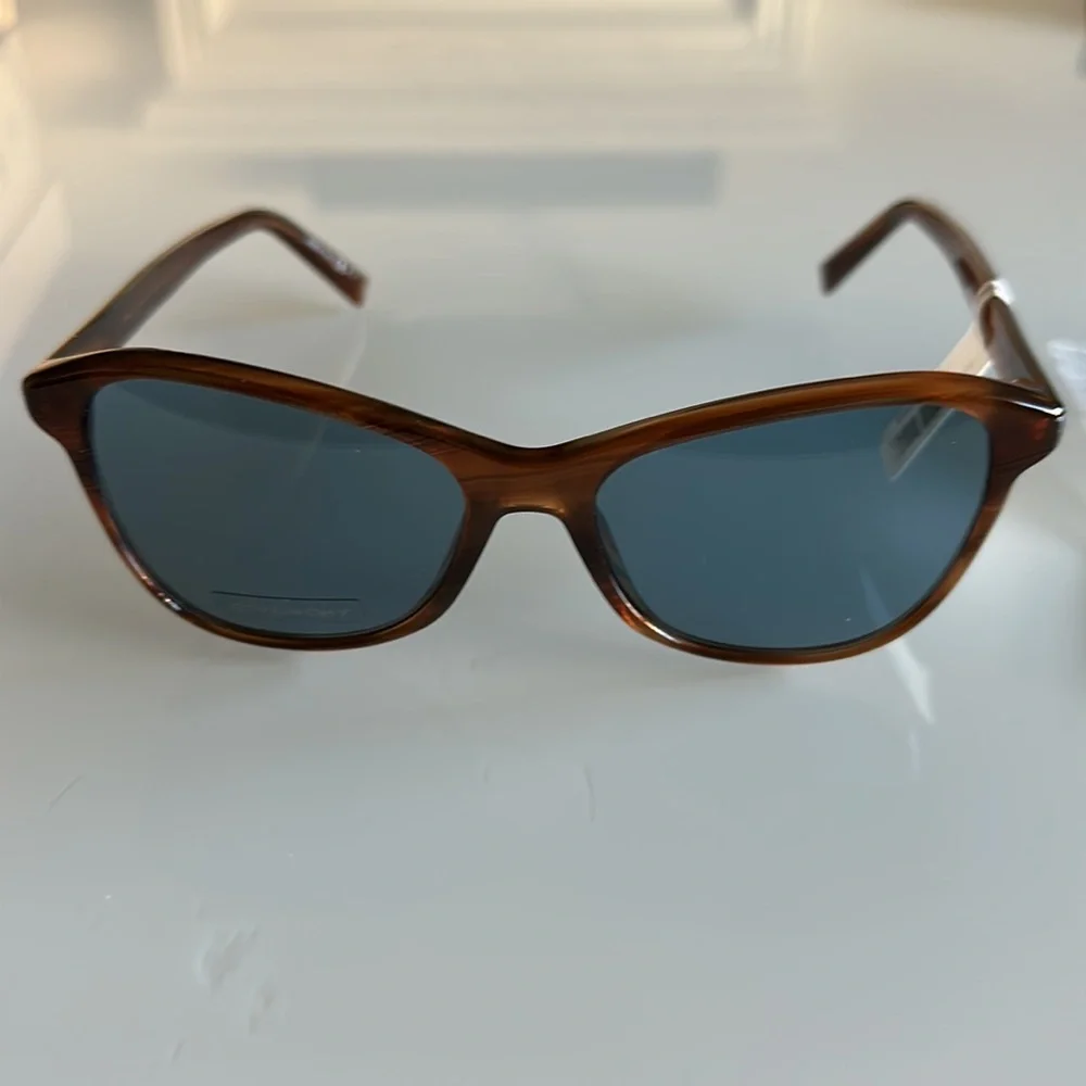 Givenchy Gradient Brown Horn Cat Eye Sunglasses with Blue Lenses 56mm NEW